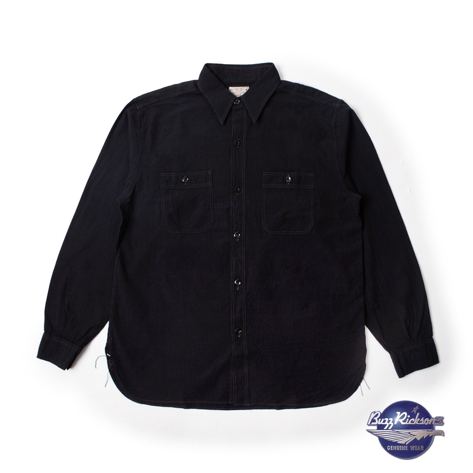 WILLIAM GIBSON COLLECTION BLACK CHAMBRAY WORK SHIRTS (Black)