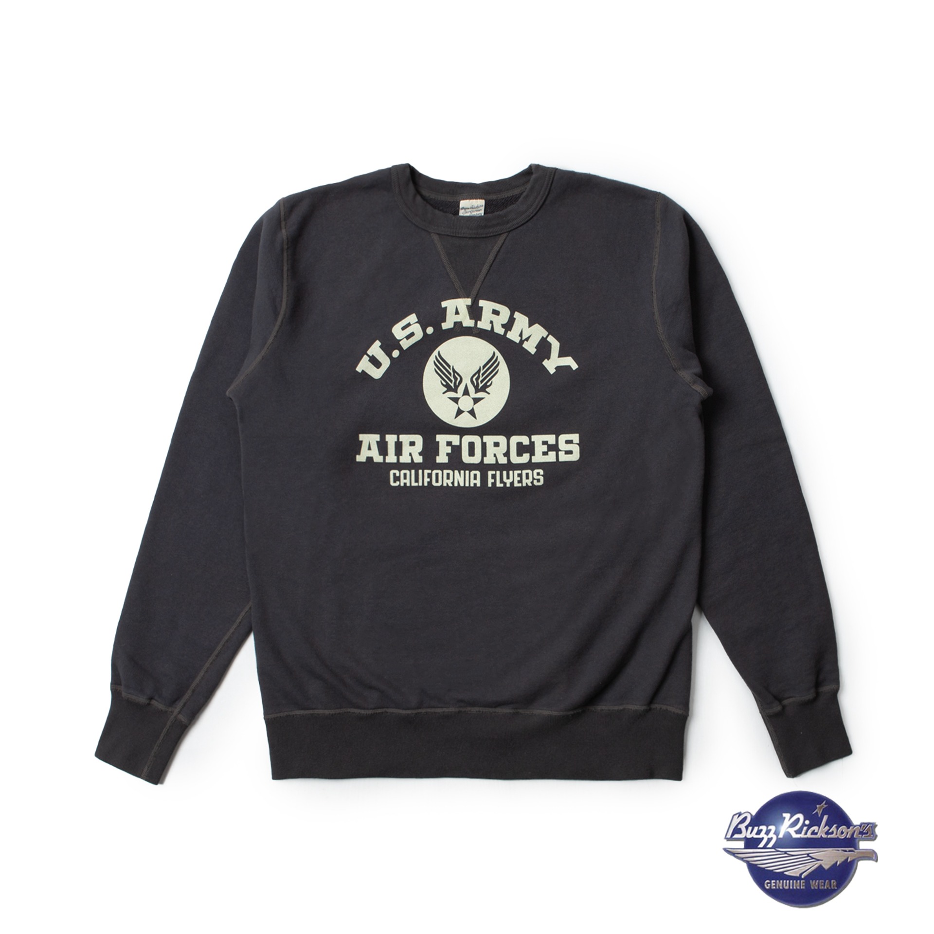 SET-IN CREW SWEAT  &quot;U.S.ARMY AIR FORCES&quot; (Black)