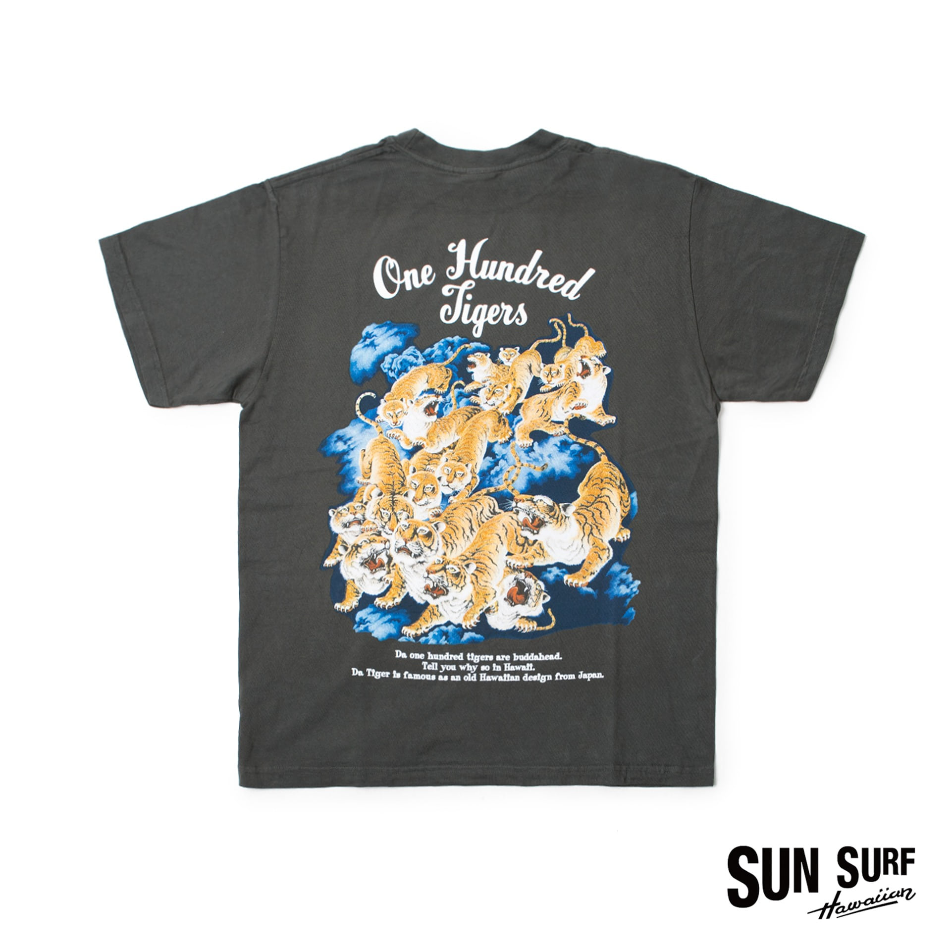 LOOPWHEEL S/S T-SHIRT  &quot;ONE HUNDRED TIGERS&quot; (Black)