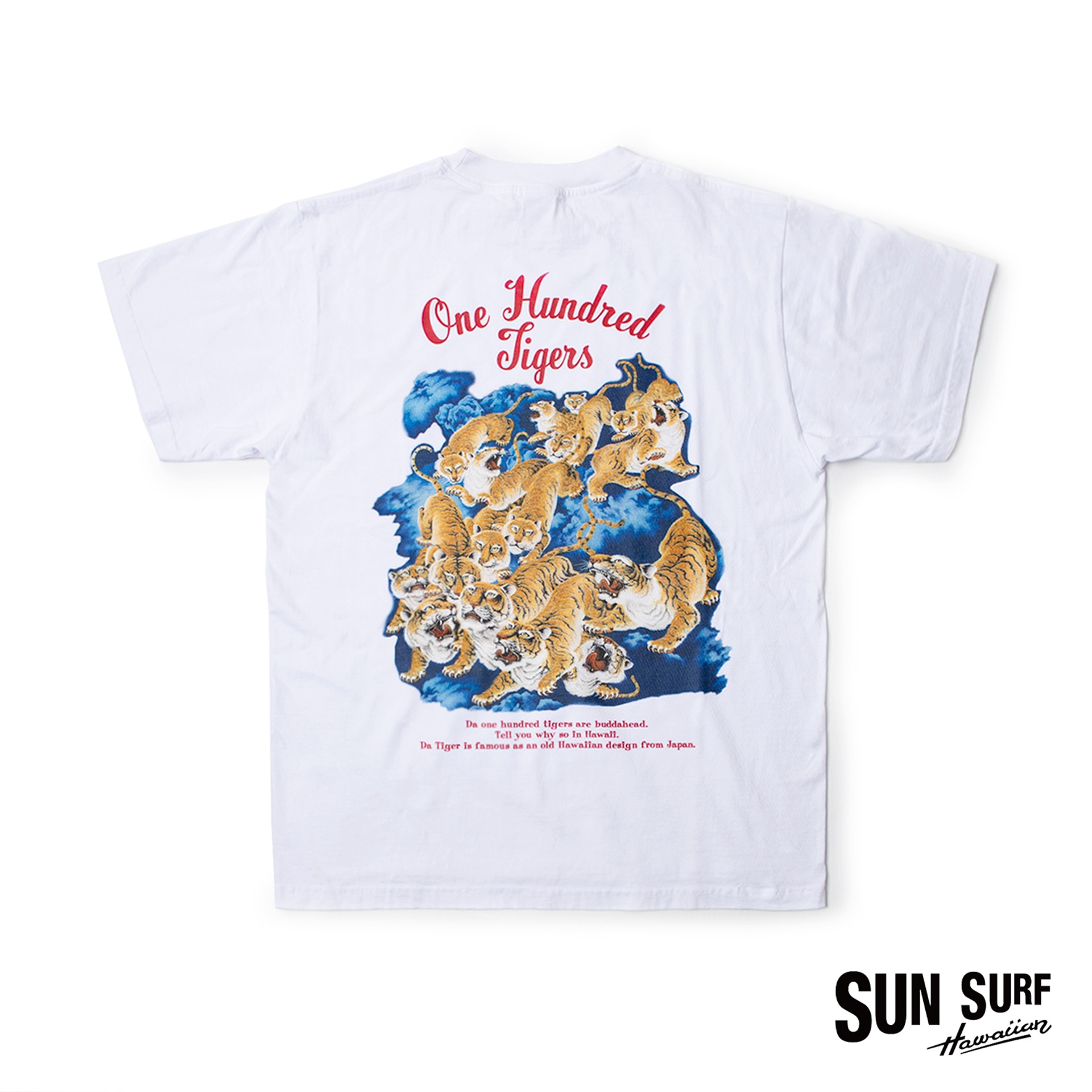 LOOPWHEEL S/S T-SHIRT  &quot;ONE HUNDRED TIGERS&quot; (White)